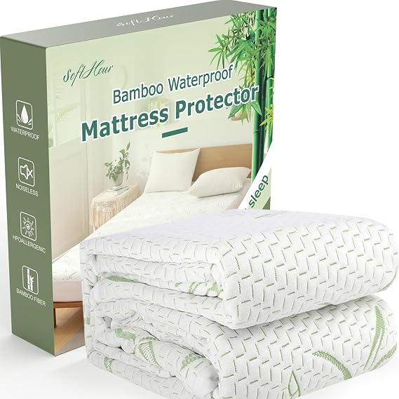 Full Size Mattress Protector Waterproof Mattress Pad Washable Bamboo Rayon Mattress Cover Breathable Noiseless Bed Protector 5 - 21 Elastic Fitted Deep Pocket