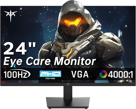 KTC 24 Inch FHD 1080P 100Hz Computer Monitor, VA FreeSync PC Gaming Monitor | HDMI VGA Ports, HDR, 4000:1 Contrast, LowBlue Mode, Ergonomic Tilt Eye Care for Home Office
