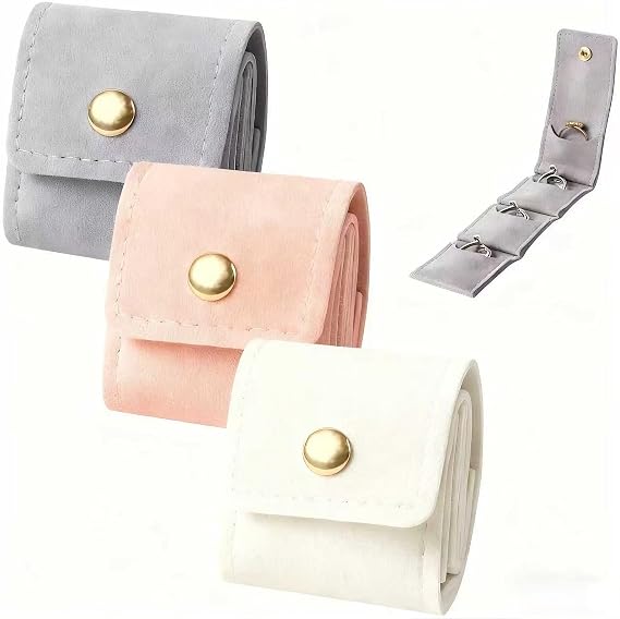 3Pcs Mini Travel Jewelry Organizer, Foldable Jewelry Case, Portable Jewelry Pouch for Necklaces Earrings Bracelets, Lightweight Jewelry Storage Bag
