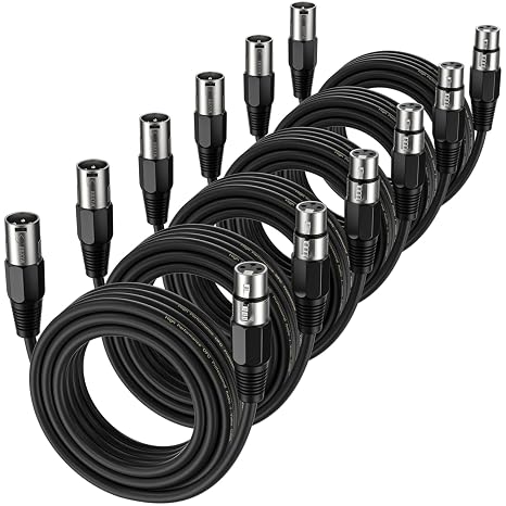 XLR Cable 25ft 6 Packs - Microphone Cable with 3-Pin XLR Male to Female