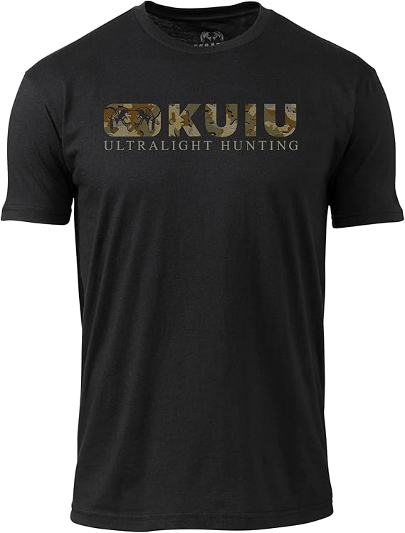KUIU Valo Block Logo T-Shirt - Men's Lightweight Cotton-Poly Blend, Pre-Washed, Soft Crew Neck Tee Charcoal