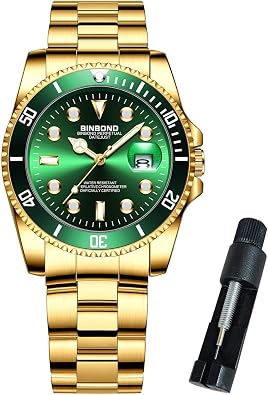 BINBOND Watch for Women with Date Fashion Elegant Dress Stainless Steel Rotatable Bezel Ladies Wrist Watches Gift Waterproof Luminous