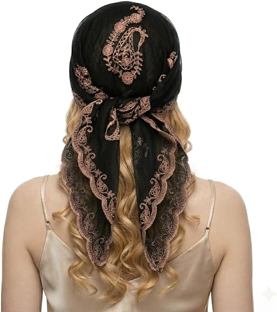 Lace Head Scarf for Women Floral Lace Hair Bandana, Lightweight Headscarf for Daily Wear