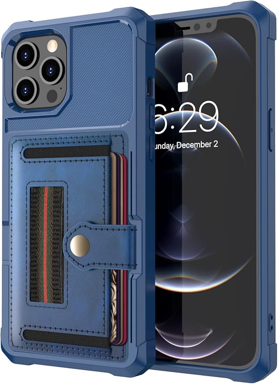 Back Case for iPhone 14/14 Pro/14 Plus/14 Pro Max, Lens Protection Leather Case Electroplated Edge Ultra Slim Anti-Slip Shockproof Cover (Color : Blue, Size : 14 6.1'')