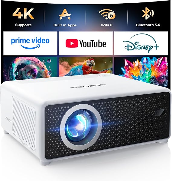 GOODEE Mini Projector with WiFi and Bluetooth - Built-in Apps, 1080P HD Home Theater Compatible with Netflix/YouTube/Prime Video, Short Throw Projectors Support HDMI/Smartphone/Laptop