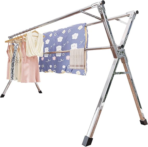 Garment Rack Saves Space, Clothes Racks for Hanging, Foldable Clothes Drying Rack Heavy Duty Built Portable Large Capacity for Towels, Shoes, Quilts (130cm/51in)