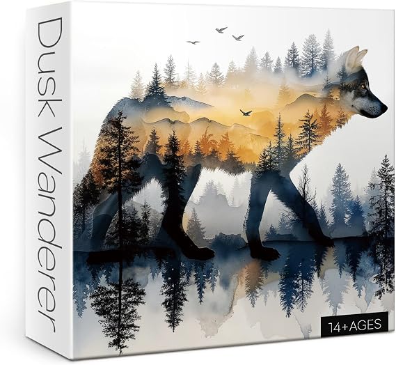 Art Wolf Animal Puzzles for Adults 1000 Pieces Nature, Magic Sunset Landscape Forest Aesthetic Wildlife Jigsaw Puzzles, Impossible Hard Challenging Puzzle