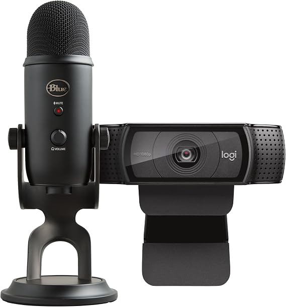 Blue Microphones Yeti and Logitech C920 HD Pro - Webcam and microphone combo to look and sound like a true professional, for video conferencing, work from home, Zoom, PC and Mac