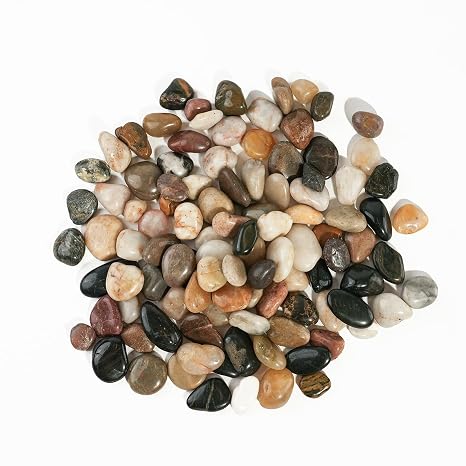 6 LBS River Rocks, StoneCreek, Decorative Garden Stones for Plant Landscaping, Polished Gravel Filler Pebbles for Home Decoration, Vases, Succulents, Flower Beds and Fish Tanks (Mixed Color, Medium)