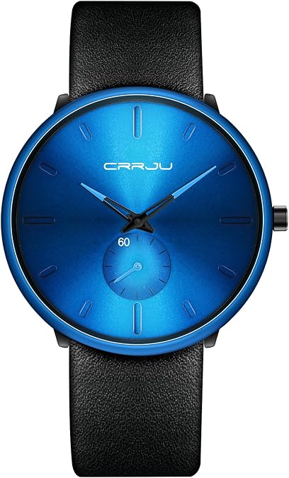 Mens Watches Ultra-Thin Minimalist Waterproof-Fashion Wrist Watch for Men Unisex Dress with Leather Band