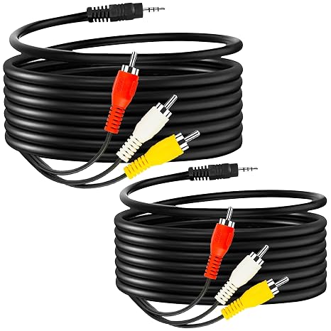 Yeebline 3.5 mm to RCA Camcorder AV Cable, 2-Pack 5ft 3.5mm Male to 3RCA Male Plug Stereo Audio Video Aux Adapter Cord for TV, Tablets, Smartphones, MP3, Speakers and Home Theater