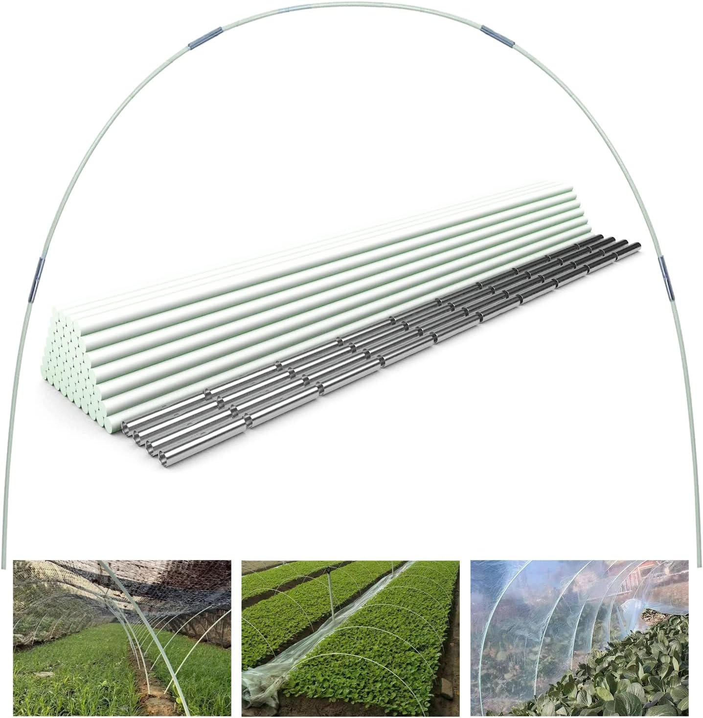 Greenhouse Hoops Pack of 50 43 cm Removable Greenhouse Rings for Plant Cover Polytunnel Greenhouse Tyres Arches Plastic Fibreglass Plant Tunnel for Garden Fabric Garden Stakes