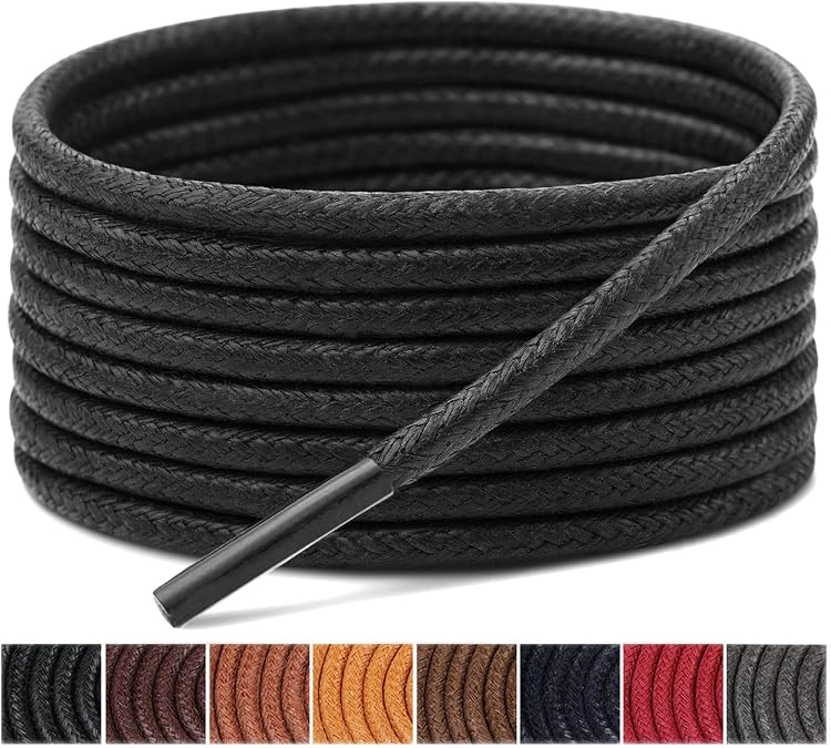 Handshop 3 Pairs Dress Shoe Laces | 3/32" Thin Round Waxed Shoelaces | 15 Colors in 23"- 63"