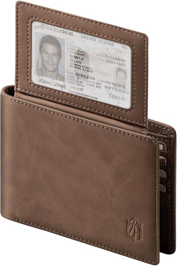 Zitahli Wallet for Men, Slim RFID Blocking Leather Bifold Wallet, Holds Up to 12 Cards, Minimalist Front Pocket Wallet with 2 ID Windows & Cash Slot, Thin Credit Card Holder, Gift for Men
