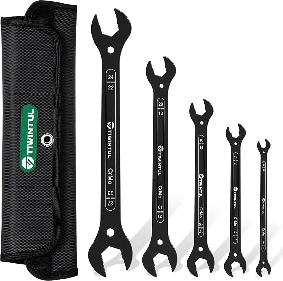 4-in-1 Super-Thin Open End Wrench Set, 5-Piece, 20 Sizes, Metric, 6, 7, 8, 9, 10, 11, 12, 13, 14, 15, 16, 17, 18, 19, 20, 22, 23, 24, 27 mm, Ultra-Slim Wrench Set for Thin Nuts, Narrow Spaces