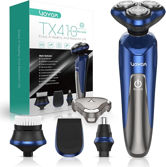 VOYOR Electric Razor for Men Wet & Dry, 3D Rotary Electric Shavers for Men