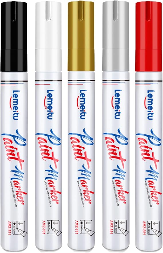 Paint Pens,Permanent Oil Based Paint Markers,Never Fade Marker Pen,for Office, Art projects, Rock Painting, Ceramic, Glass, Wood, Plastic, Metal, Canvas,5 Pack