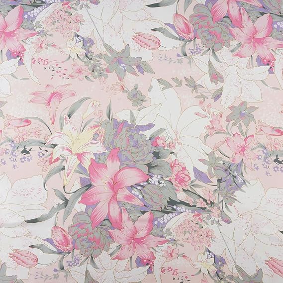 Maxfeel 100% Pure Mulberry Silk Charmuse Floral Fabric 45 Wide for Bedding Dress by The Yard or by Half Yard (Sold by The Yard, #05)