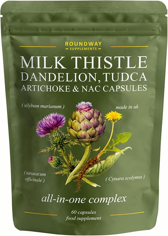 Liver Detox and Repair Supplement with Milk Thistle High Strength with Dandelion Root, Tudca, Artichoke & NAC Supplement | 60 Capsules | Made in UK by Roundway Supplements