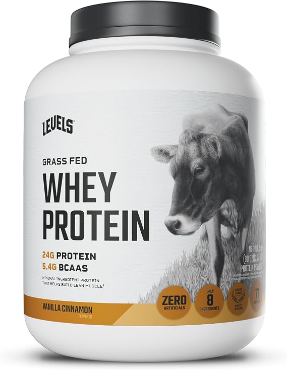 Levels Grass Fed 100% Whey Protein, No GMOs, Vanilla Cinnamon, 5LB