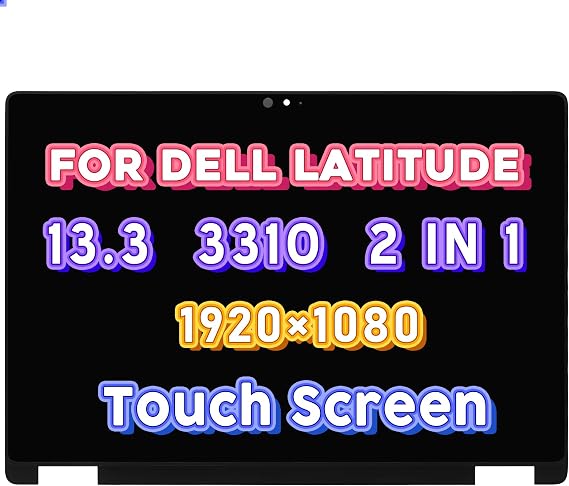 13.3in LCD FHD 1920X1080 40Pins Touch Screen Digitizer Replacement Display Bezel Assembly Compatible with Dell Latitude 3310 2-in-1 135WG P95G002