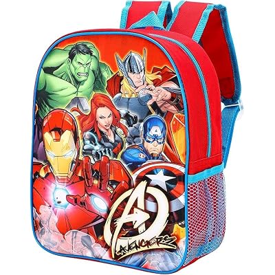 Avengers Boys Backpack Character Rucksack Kids School Bag Superhero Carry Travel Bag With Drinks Holder Red