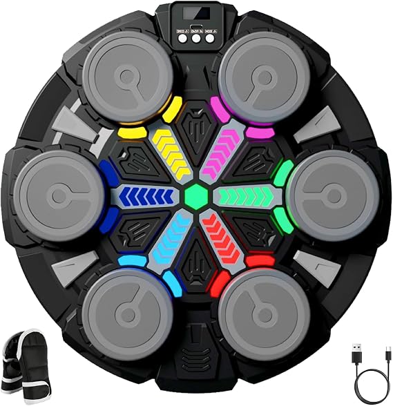 Music Boxing Machine for Kids, Smart Bluetooth Wall Boxing Game with Boxing Gloves, Adjustable Speed & Counting Mode, Kids Gym Equipment, Punch Music Boxing Machine Gifts for Boys