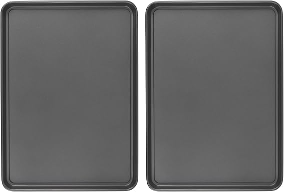 GoodCook Dishwasher Safe Nonstick Steel XL Cookie Sheet, 15'' x 21'', Gray, Set of 2