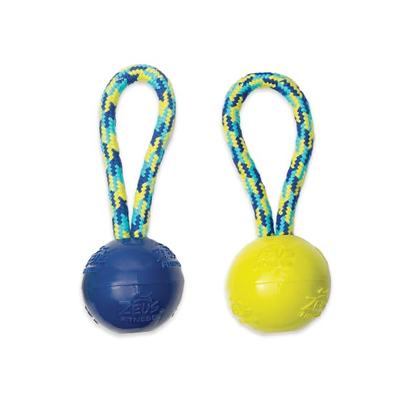 ZEUS K9 Fitness Dog Toys by ZEUS Ball Tug, 9", (Color May Vary) | Tough Rope Construction Works for Playing Fetch or Tug