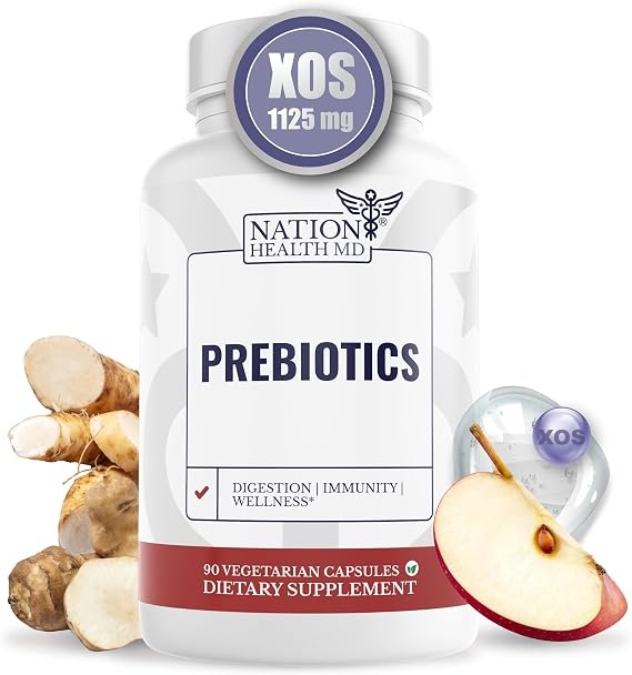 Prebiotics for Women & Men, Supplement for Gut Health | Prebiotic Fiber with XOS, Inulin, Chicory Root, Jerusalem Artichoke, Digestive Health Prebiotics for Women & Men. 90 Capsules