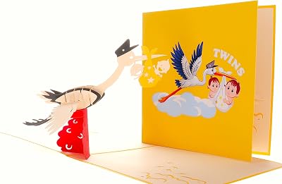 iGifts And Cards Awesome Twins Baby Shower 3D Pop Up Greeting Card Congratulations, Fun, Wonderful, Special, Best Wishes, Newborns, Cute, Congrats, Adorable, Joy, Amazing, Precious