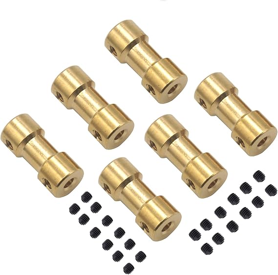 6Pack Vgoohobby Brass Motor Shaft Coupling Coupler Connector Sleeve Joint Adapter for RC DIY Airplane Boat Robot (2mm to 2mm)