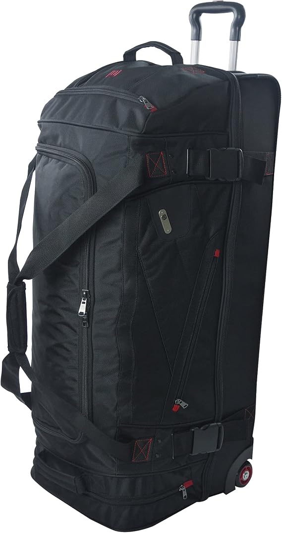 ful Rolling Duffel Travel Luggage Bag with Wheels, Black, 36"