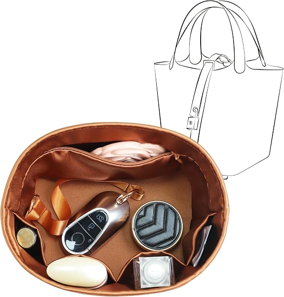 Fits for Picotin 22 Bag Insert, Premium Silk Purse Organizer Insert, Smooth Touch & Lightweight, Luxury Handbag Organizer with Gift Box Fits For Hermes(PC22,Gold)