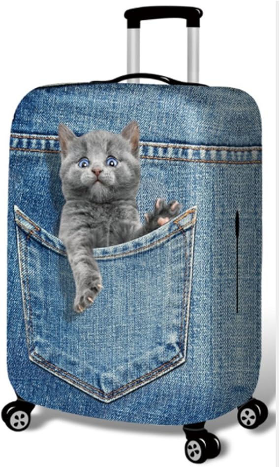YEKEYI Washable Travel Luggage Cover Funny Cartoon 3D Denim Animals Suitcase Protector
