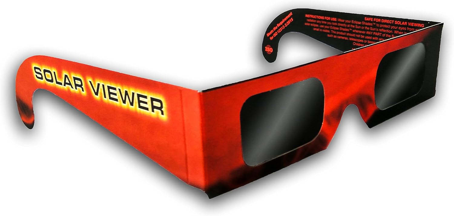 Thousand Oaks Optical Solar Eclipse Glasses - CE & ISO Certified - Black - Small - Safety Glasses - No Batteries Required - Automatic - All Ages - Includes Glasses