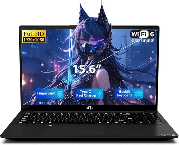 NIMO 15.6" FHD Copilot AI-Laptop, Intel 4 Cores, 4GB RAM, 128GB SSD Win 11 | for Zoom Classes Remote Meetings & Daily Productivity (Beat i3-1115G4 up to 3.6GHz) 65W Fast PD Backlit-KB