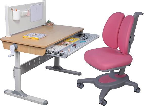 ApexDesk NK Series Height Adjustable Study Desk and Chair Bundle (Pink)