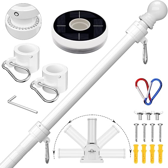 ZMTECH Flag Pole - Upgraded Bracket, 6 FT Stainless Steel Flag Poles for Outside House, Residential or Commerical, Tangle Free Flag Pole Kit for