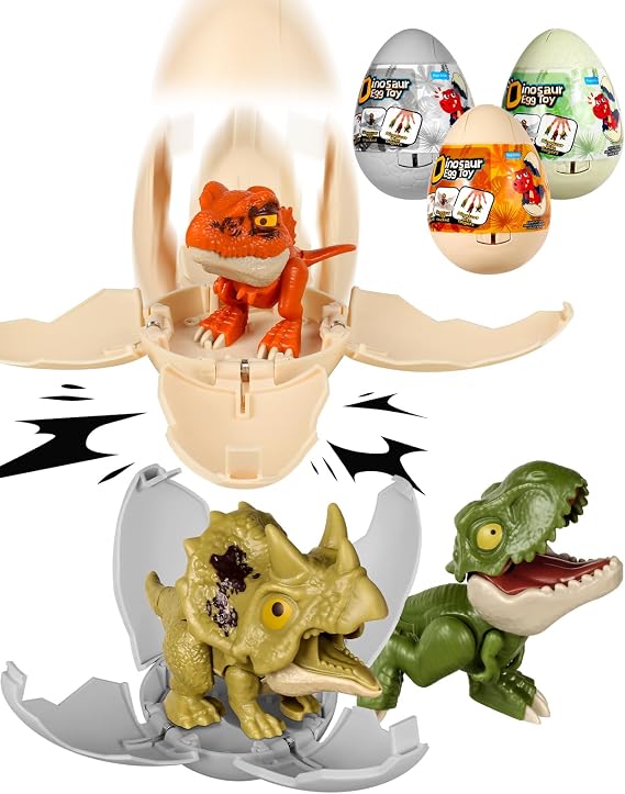 3 Pack Jumbo Dinosaur Eggs - Drop to Hatching Dinosaur Eggs Toys Birthday Gifts for Boys 3 4 5 6 7 8, Christmas Kids Gifts for Grandkids, Easter Basket Stuffer