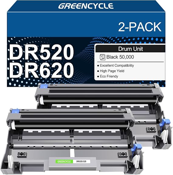 greencycle DR520 / DR620 Compatible Drum Unit for Brother DR-520 DR-620 | Works with HL-5340D HL-5370DW DCP-8080DN DCP-8085DN MFC-8480DN MFC-8680DN MFC-8690DW Printers ( Black, 2-Pack DR520/620 )
