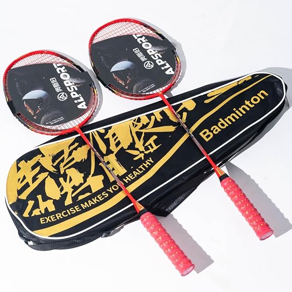 ALP-188 Air 10U G5 Super Light Professional Full Carbon Fiber Badminton Rackets Set of 2, Graphite Padel Badminton Racquets for Outdoor Backyard Sports Including 1 Carrying Bag