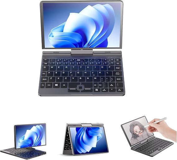 8 inch Mini Handheld Computer, 2 in 1 Touch IPS Screen Laptop Windows 11, 12th Gen Intel N100 Micro PC, 12G DDR5 RAM 256 SSD, Gaming Notebook Tablet with Stylus, WiFi6 BT5.2