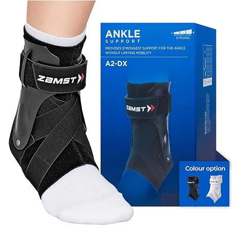 Zamst A2-DX Black Ankle Brace for Sport - Breathable Sports Ankle Support for Men and Women with Guard Stabilizers for High-Grade Ankle Sprain - Left, Medium