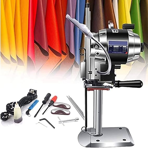 Vertical Straight Knife Electric Cloth Cutting Machine, 1100w Vertical Straight Knife Electric Scissors with LED Light Automatic Sharpening Blade for Textile/Leather,6inches