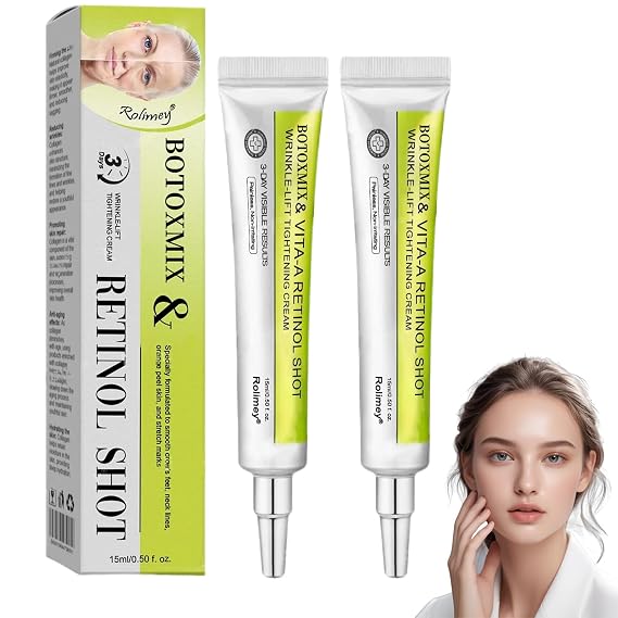 Botoxmix & Vita-A Retinol Shot Wrinkle-Lift Tightening Cream, Rolimey Wrinkle-Lift Tightening Cream, effectively lifts and firms the skin, and reduces wrinkles and fine lines. (2PCS)