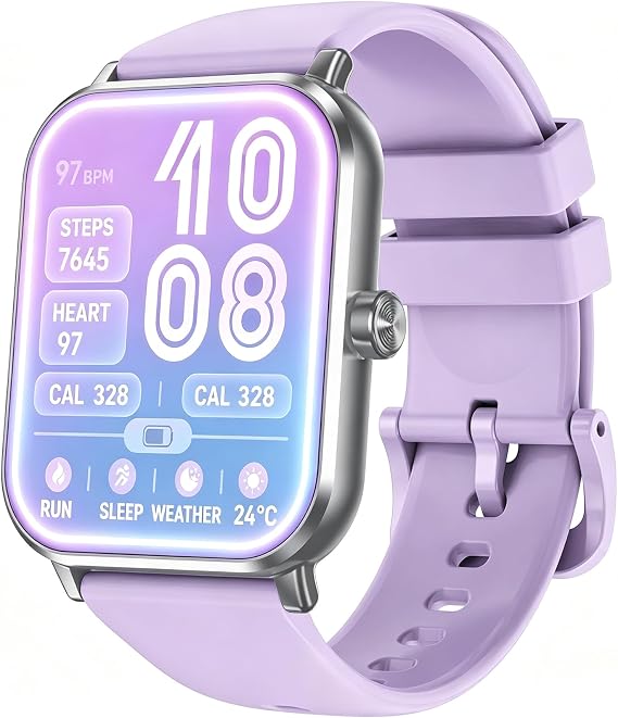 Jacoosa Smart Watches for Men Women, 1.83" HD Fitness Tracker with Bluetooth Calling, 130+ Sports Modes, Heart Rate Monitor, Sleep Tracker, 5 ATM Water-Resistance, Pedometer for Android iOS (Purple)