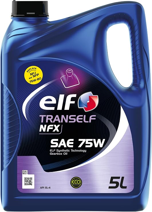 ELF Tranself NFX SAE 75W Transmission Fluid Gear Oil - API GL-4 - Approved by MB-235.17, RENAULT DBx/JXX/NDK1/NDX/PXX/SX/TLX - 5L