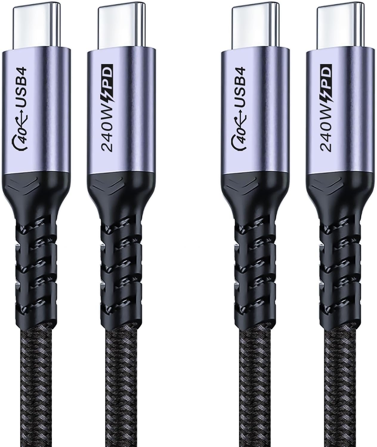 240W USB C Cable, 1m 2-Pack USB 4 Fast Charging 40Gbps High Speed Data Speed 8K Video Monitor Cable for Thunderbolt, iPhone 1616 Pro16 Plus16 Pro Max, MacBook Pro