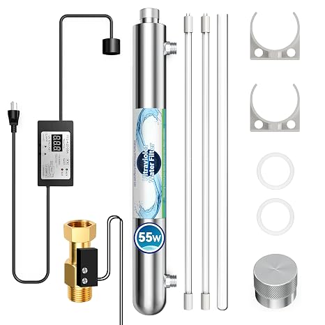 Whole House UV Water Filter System 55W 120V,12 GPM,with Flow Sensor,1" MNPT